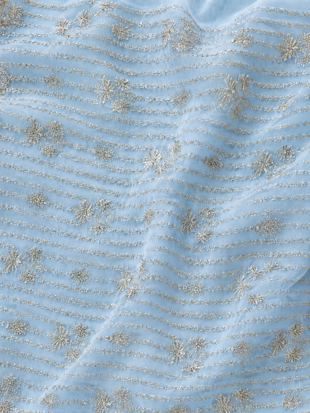 Sky Blue Pure Georgette Handloom Gota Patti Saree