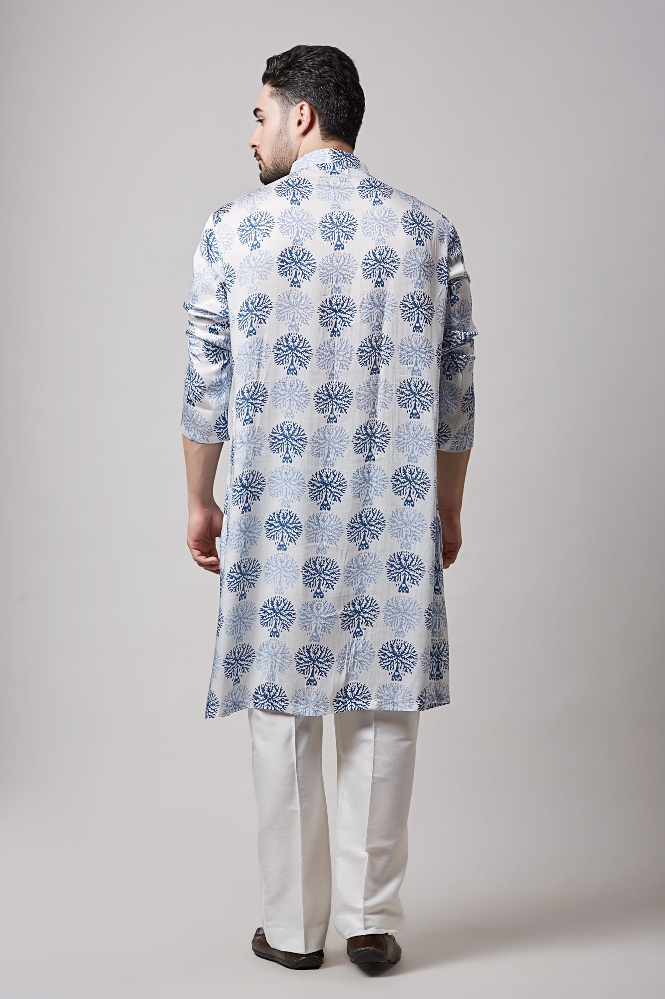 MODAL SATIN BLOCK PRINT ABSTRACT KURTA SET