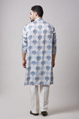 MODAL SATIN BLOCK PRINT ABSTRACT KURTA SET