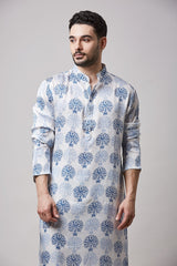 MODAL SATIN BLOCK PRINT ABSTRACT KURTA SET