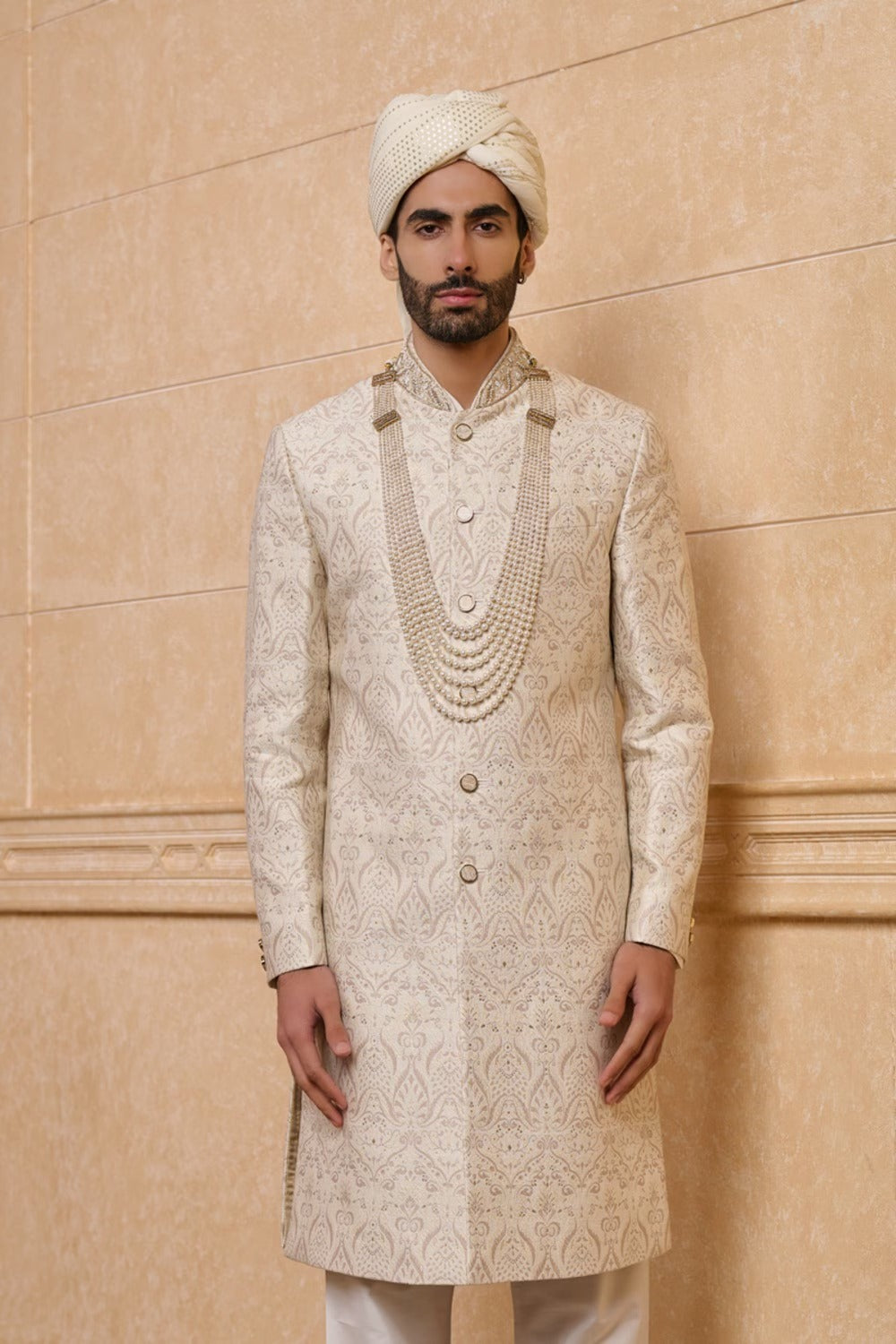 Ivory Brocade Sherwani