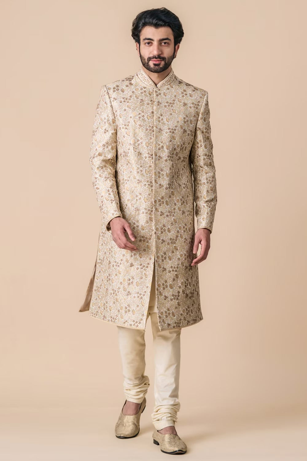Ivory Sherwani With All Over Zardozi AND Dori Work