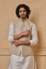 Gold Hand Highlight and Collar Embroidered Bundi