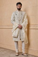 Ivory All Over Embroidered Sherwani