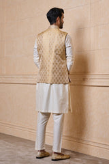 Gold Brocade Kurta Bundi Set