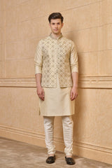 Gold embroidery Kurta Bundi Set