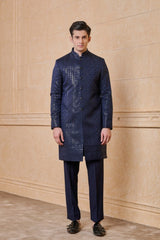 Navy All Over Embroidered Indo Western