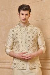 Gold embroidery Kurta Bundi Set