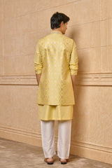 Yellow Long Open Kurta Bundi Set