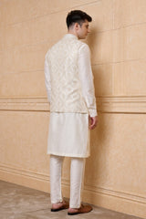 Ivory Embroidered Kurta Bundi Set