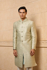 Light Green Embroidered Brocade Sherwani Set