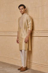 Beige All Over Embroidered Kurta Set