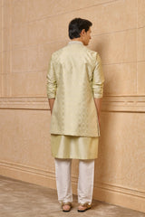 Light Green Long Open Kurta Bundi Set