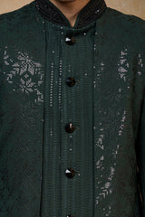 Dark Green Georgette Indo Western Set