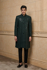 Dark Green Georgette Indo Western Set