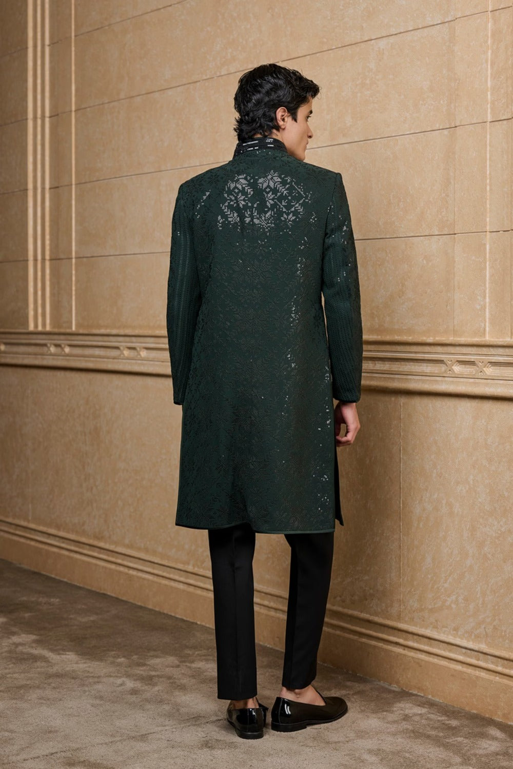 Dark Green Georgette Indo Western Set