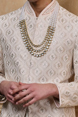 Pink Embroidered Sherwani Set