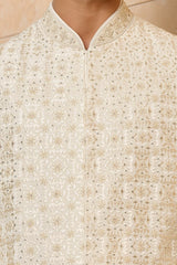 Ivory Embroidered Sherwani Set