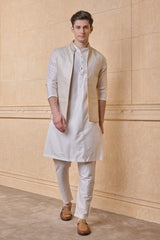 Ivory All Over Embroidered Kurta Bundi Set