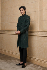 Dark Green Georgette Indo Western Set