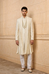 Ivory Embroidered Sherwani Set