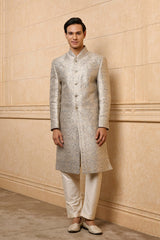Ash Grey Bloom Sherwani Set