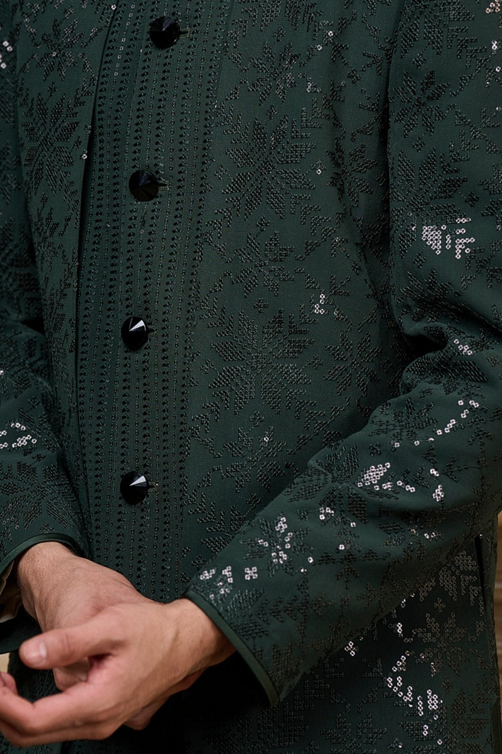Dark Green Georgette Indo Western Set