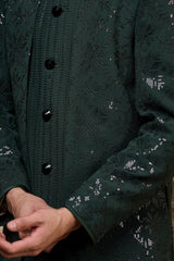 Dark Green Georgette Indo Western Set