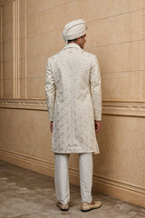 Ivory Embroidered Sherwani Set