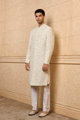 Ivory Embroidered Sherwani Set