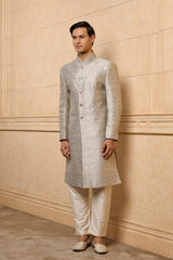 Ash Grey Bloom Sherwani Set
