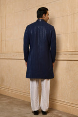 Navy Blue Linework Sherwani Set
