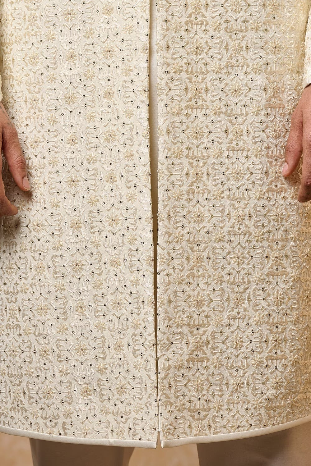 Ivory Embroidered Sherwani Set