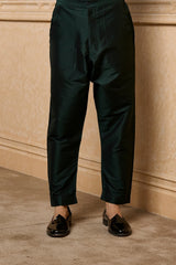Black Tonal Floral Sherwani Set