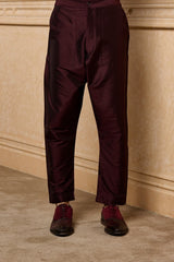 Wine Jacquard Sherwani Set