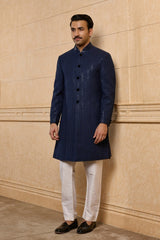 Navy Blue Linework Sherwani Set