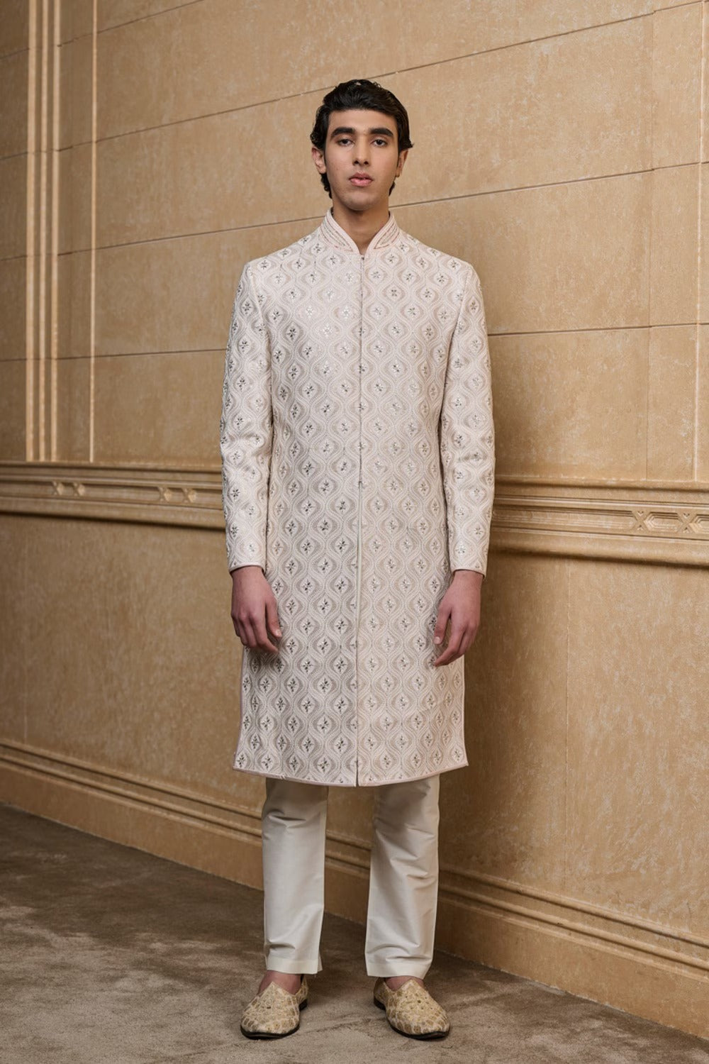 Pink Embroidered Sherwani Set
