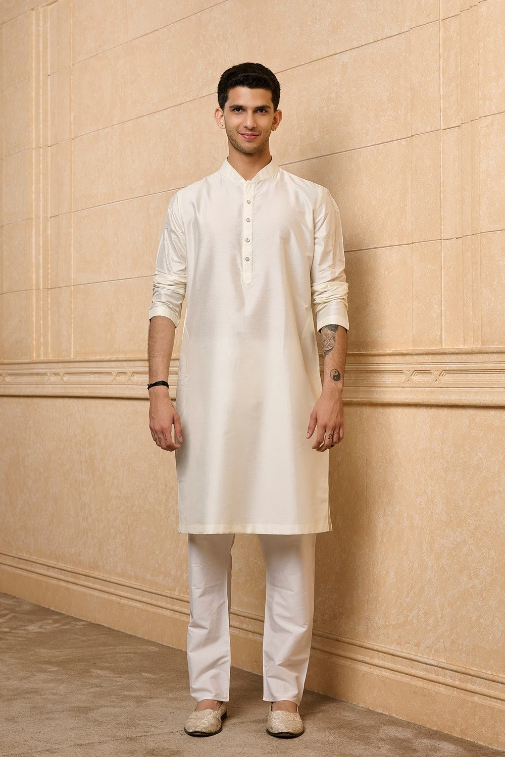 Ivory Embroidered Sherwani Set