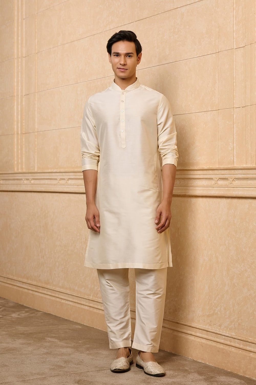 Ash Grey Bloom Sherwani Set