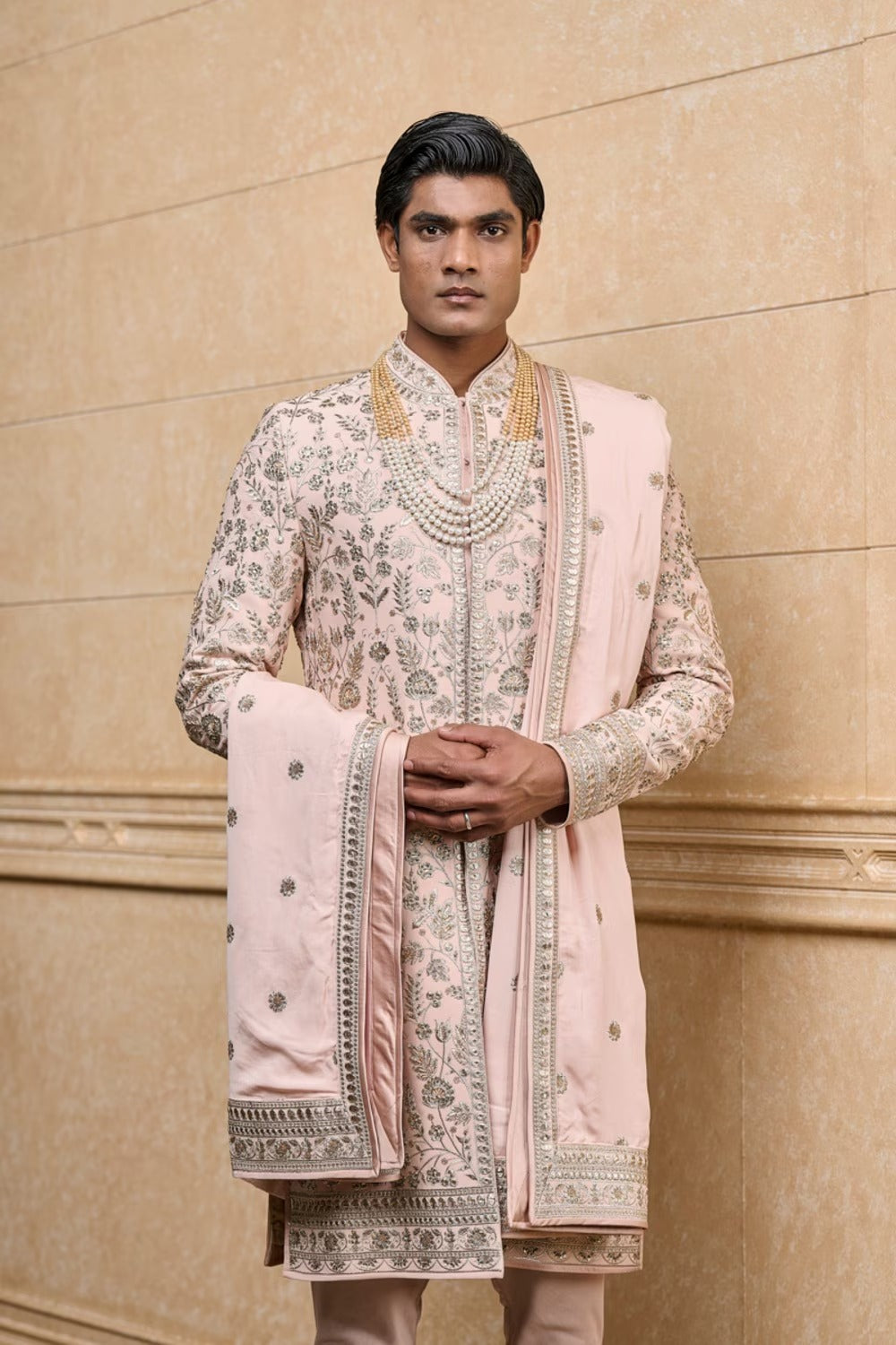Pastel Pink Ornate Sherwani Set