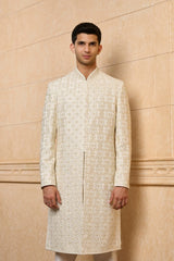 Ivory Embroidered Sherwani Set