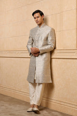 Ash Grey Bloom Sherwani Set