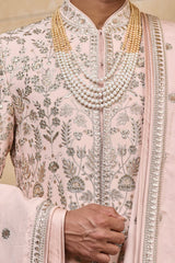 Pastel Pink Ornate Sherwani Set