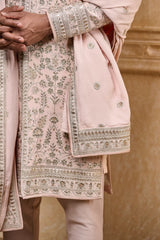 Pastel Pink Ornate Sherwani Set