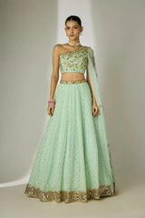 Mint Green One-Shoulder Lehenga Set