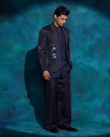 Midnight Blue hand embroidered concept blazer set