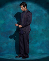 Midnight Blue hand embroidered concept blazer set