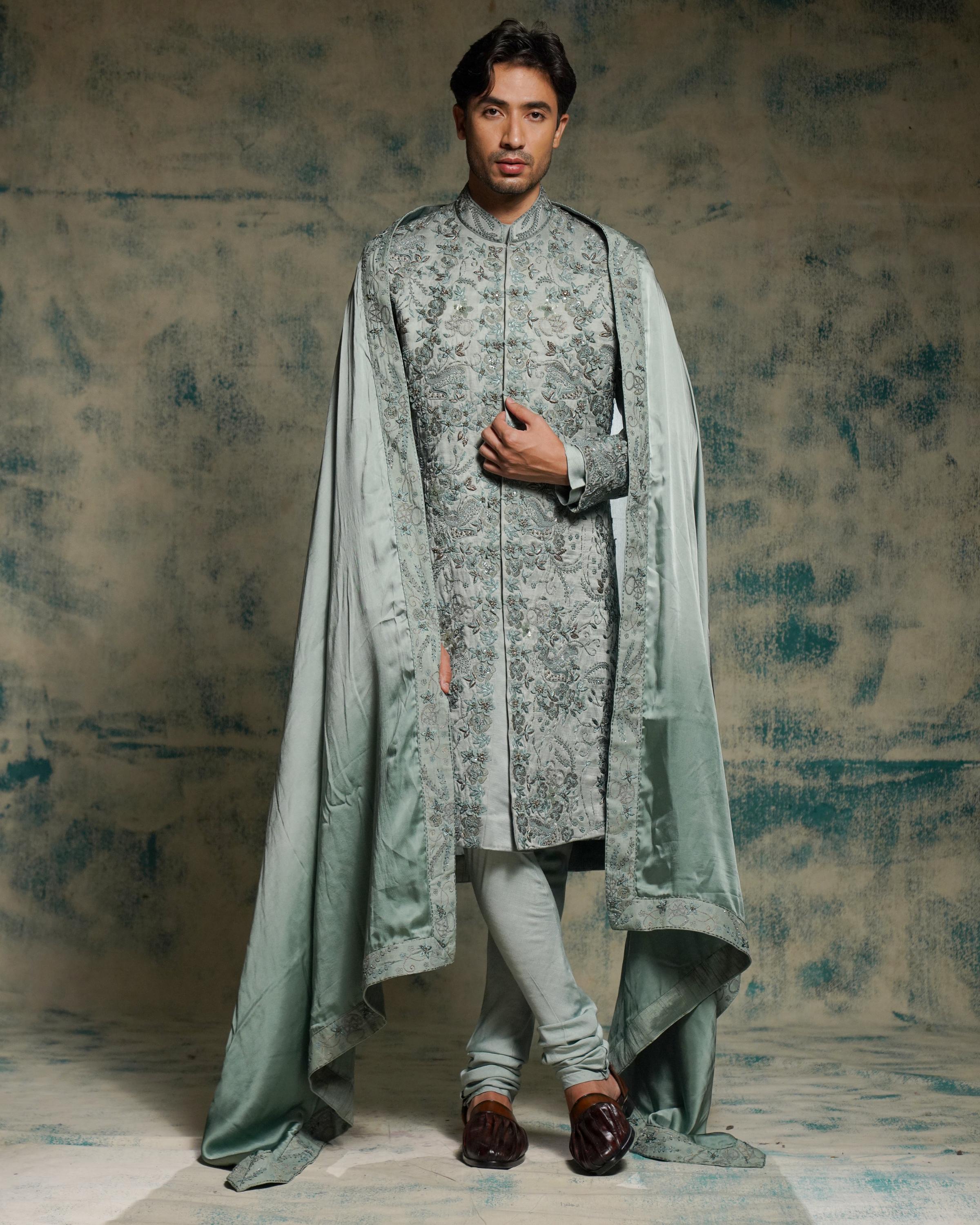 Chateau Gray hand embroidered sherwani set