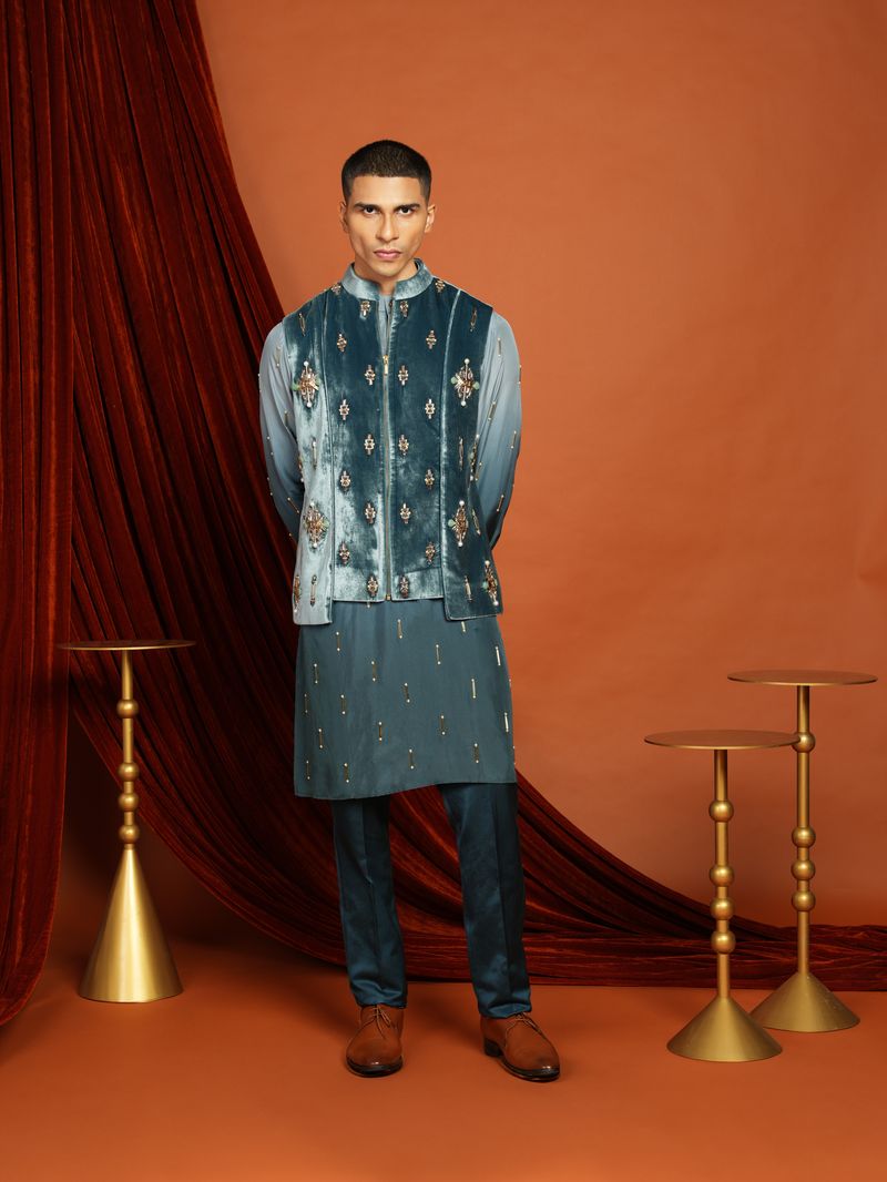 NOAH - BLUE VEST JACKET SET