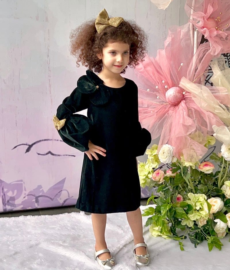 Green Velvet Dress for Girls